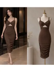 (PASS) Đầm body chiết eo thiết kế cắt xẻ (<45kg)