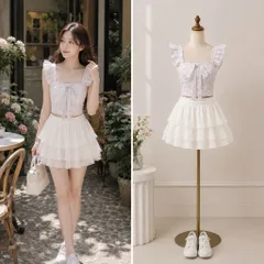 (NEW) Áo kiểu cánh tiên dáng croptop (<45kg)