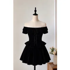 (NEW) Đầm nhung trễ vai phối dây đan (<45kg)