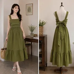 (PASS) Đầm maxi đuôi cá hở lưng đi biển (<48kg)
