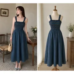 (NEW) Đầm 2 dây jean co giãn (<45kg)