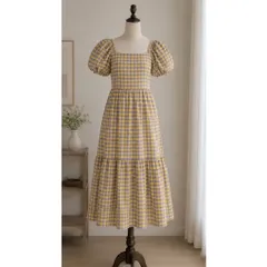 (NEW) Đầm maxi caro vintage (<50kg)
