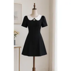 (NEW) Đầm chữ A cổ sen đính tag hoa đá (<45kg)