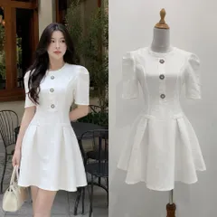 (PASS) Đầm tiệc xoè phối nút đá (<46kg)