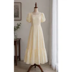 (PASS) Đầm xô tiểu thư phối chân váy xoè (<50kg)