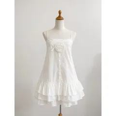 (NEW) Đầm babydoll trắng đính hoa ngực (<48kg)
