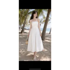 (PASS) Đầm maxi trắng cup ngực (<48kg)