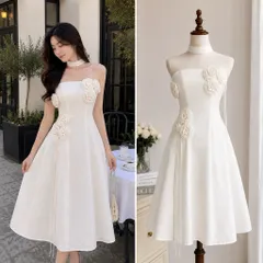 (PASS) Đầm tafta đính hoa đi tiệc (<45kg)