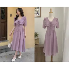 (PASS) Đầm tiểu thư phối cổ bèo (<45kg)