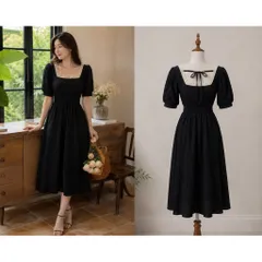 (PASS) Đầm tiểu thư phối cổ ren (<46kg)