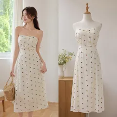 (PASS) Đầm cup hoạ tiết hoa nhí thêu (<46kg)