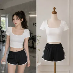 (PASS) Áo croptop cổ vuông thể thao (<45kg)