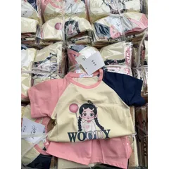 Đồ bộ bé gái, set bộ áo cộc tay chất cotton họa tiết cô gái Woody kèm quần legging đùi cho bé 10-28kg