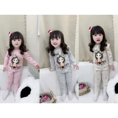 Quần áo thu đông bé gái, set bộ áo len thỏ hoạ tiết cô gái Swonmi cho bé 8-25kg