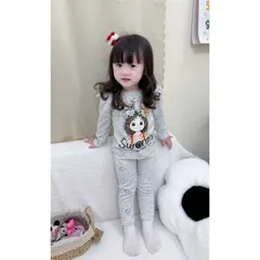 Quần áo thu đông bé gái, set bộ áo len thỏ hoạ tiết cô gái Swonmi cho bé 8-25kg