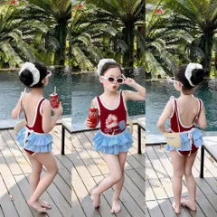 Set bikini bé gái, set 3ct: đồ bơi liền thân, váy quây voan tầng và dây buộc tóc cho bé 10-30kg