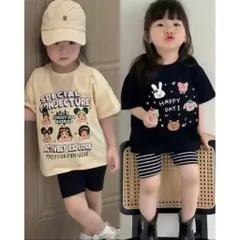 Quần áo bé gái, set áo cotton dáng rộng hoạ tiết SPECIAL kèm quần legging đùi cho bé 9-26kg