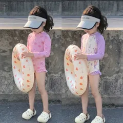 Bikini cho bé gái, set đồ bơi liền thân dài tay2 màu tím hồng chất su dày dặn cho bé 9-26kg