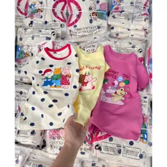 Váy cho bé gái, váy cotton dáng suông hoạ tiết gấu siêu xinh mềm mát cho bé 9-26kg