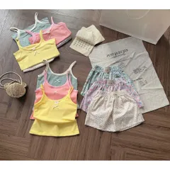 Quần áo bé gái, set áo 2 dây kèm quần đùi hoa nhí rực rỡ cho bé 9-26kg