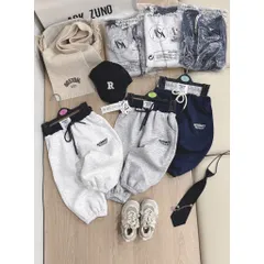 Quần dài bé trai, quần nỉ 2 da dáng Bomber thêu chữ HCBBOY cho bé 7-26kg