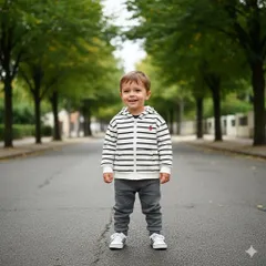Áo khoác nhẹ cho bé, áo khoác nỉ 2 da có mũ kéo cho bé trai và bé gái size 8-27kg