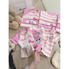 Áo phông bé gái, áo cotton mềm mát hoạ tiết Hello Kitty cho bé 9-26kg