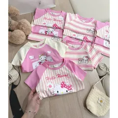 Áo phông bé gái, áo cotton mềm mát hoạ tiết Hello Kitty cho bé 9-26kg