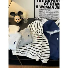 Áo khoác nhẹ cho bé, áo khoác nỉ 2 da có mũ kéo cho bé trai và bé gái size 8-27kg