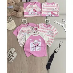 Áo phông bé gái, áo cotton mềm mát hoạ tiết Hello Kitty cho bé 9-26kg