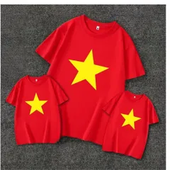 Áo thun gia đình, áo cờ đỏ sao vàng chất đẹp size cho người lớn và trẻ em từ 9-70kg