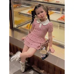 Váy cho bé gái, váy polo cổ sen 2 tầng thanh lịch cho bé gái 9-26kg