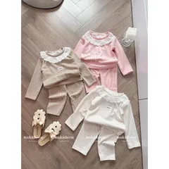 Quần áo thu đông bé gái, set bộ áo len thỏ cổ ren tai thỏ kèm quần cho bé gái 8-22kg