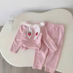Quần áo thu đông bé gái, set bộ áo len thỏ cổ ren tai thỏ kèm quần cho bé gái 8-22kg