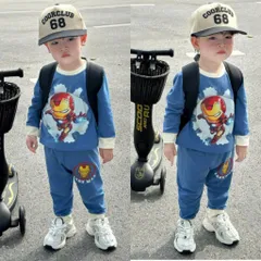 Quần áo thu đông bé trai, set bộ cotton dài tay hoạ tiết American và Iron Man cho bé 8-26kg