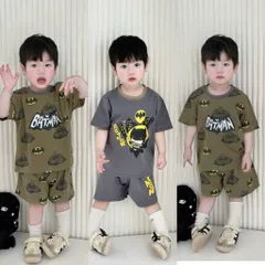 Quần áo bé trai, set bộ quần áo cộc tay chất cotton hoạ tiết Batman cho bé từ 8-26kg