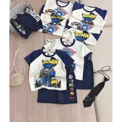 Quần áo bé trai, set bộ cộc tay chất cotton siêu nhân Batman & Captian America cho bé 9-26kg