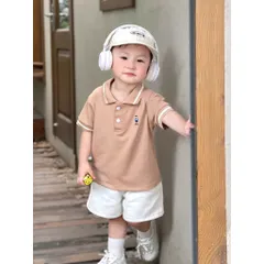 Áo polo bé trai, áo polo 3 màu hoạ tiết hình thêu cho bé 9-24kg