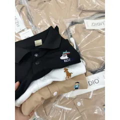 Áo polo bé trai, áo polo 3 màu hoạ tiết hình thêu cho bé 9-24kg