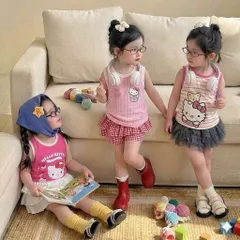 Áo ba lỗ bé gái, áo sát nách Hello Kitty chất cotton cho bé 9-26kg