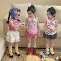 Áo ba lỗ bé gái, áo sát nách Hello Kitty chất cotton cho bé 9-26kg