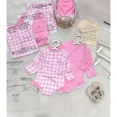 Bikini cho bé gái, set đồ bơi liền thân dài tay chất su dày dặn cho bé 9-26kg