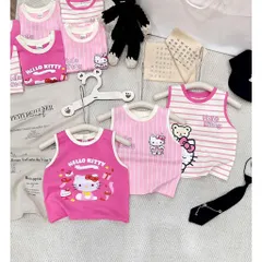 Áo ba lỗ bé gái, áo sát nách Hello Kitty chất cotton cho bé 9-26kg