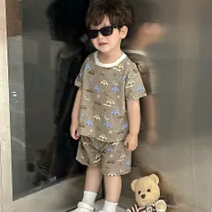 Quần áo bé trai, set bộ cộc tay chất cotton xước hoạ tiết ô tô cho bé size 9-26kg