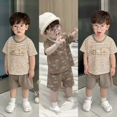 Quần áo bé trai, set bộ cộc tay chất cotton xước hoạ tiết ô tô cho bé size 9-26kg