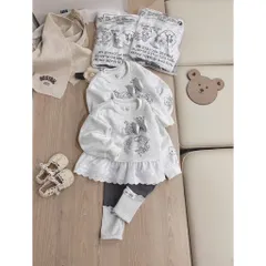 Quần áo thu đông bé gái, Set bộ áo nỉ 2 da phối ren nổi kèm quần legging phong cách Hàn Quốc cho bé 9–26kg