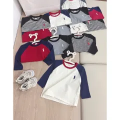 Áo thun bé trai, áo thun dài tay Raglan thêu ngựa cho bé 7-27kg
