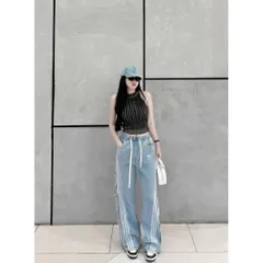 Quần dài bé gái, quần jean suông chạy sọc 2 bên cho bé 10-32kg