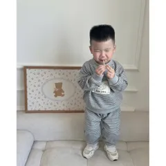 Quần áo thu đông bé trai, set bộ nỉ nhung tuyết thêu đắp hình sóc dễ thương cho bé 8-24kg