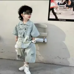 Quần áo bé trai, set bộ áo sơ mi Jean chữ kèm quần Short cho bé 10-30kg